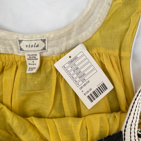 NWT Viola Yellow & Blk Patterned Bow Tie Back Top - Picture 4 of 7